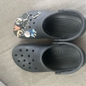CROCS Black Shoes with included Wednesday Addams Charms
